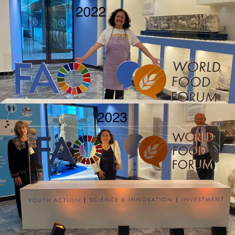 Con el banner de World Food Forum y FAO