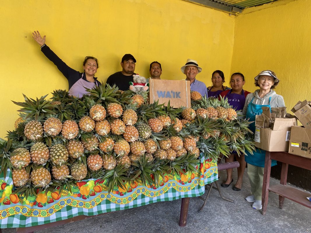 Equipo Come Mejor Wa'ik en Concepción Pinula con muchas frutas